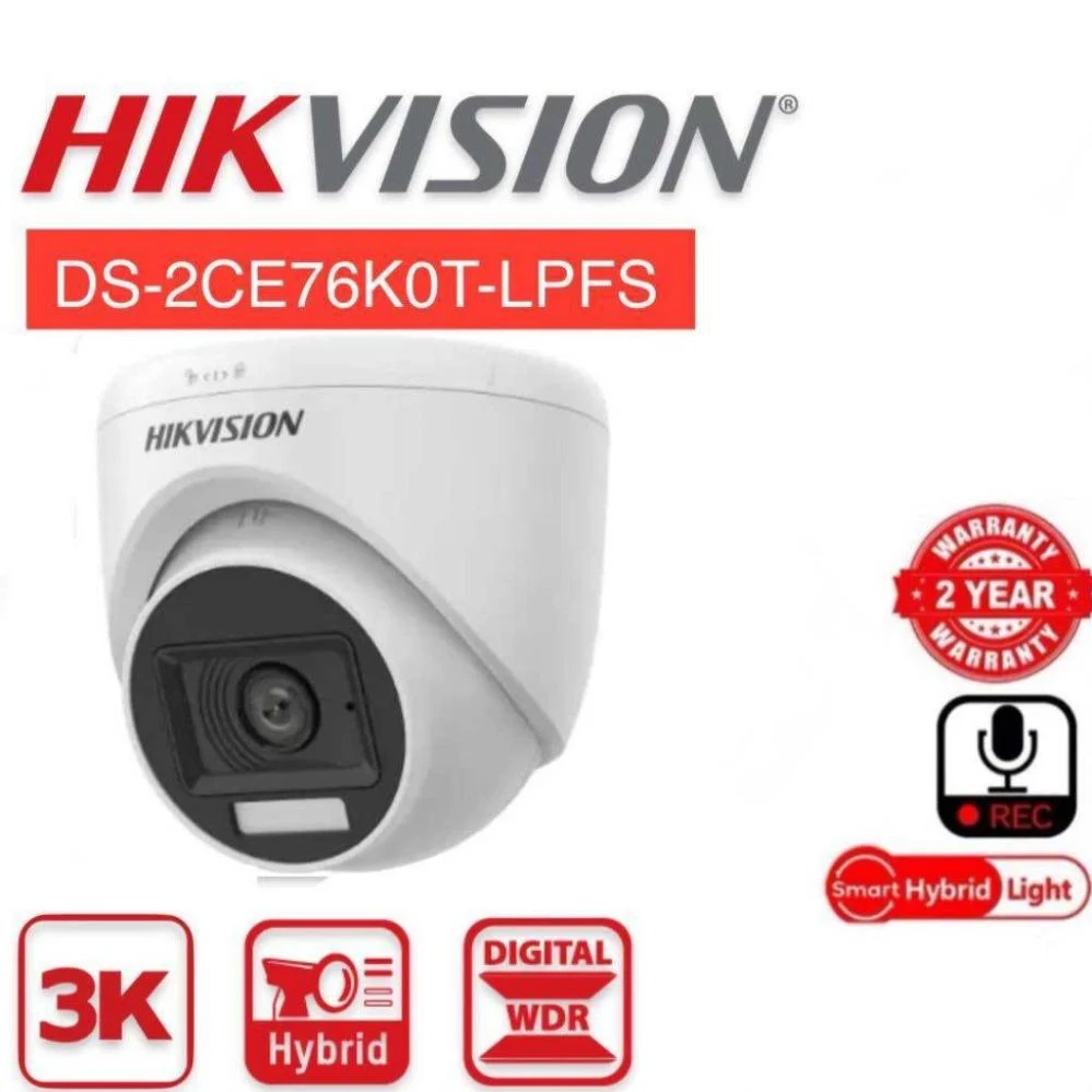 Hikvision DS-2CE76K0T-LPFS 3MP Audio Turret CCTV Camera | Indoor & Outdoor Security - Image 3